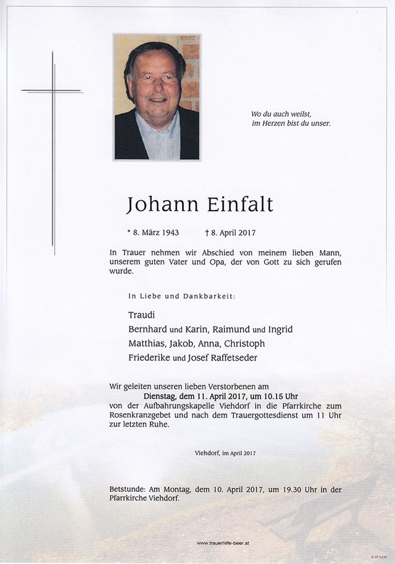 Johann Einfalt - Trauerhilfe Beer